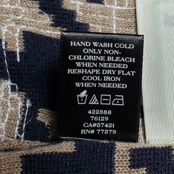 Ann Taylor Sweater Vest Size XL Sequined Houndstooth Knit Navy Beige Sleeveless - Picture 9 of 10